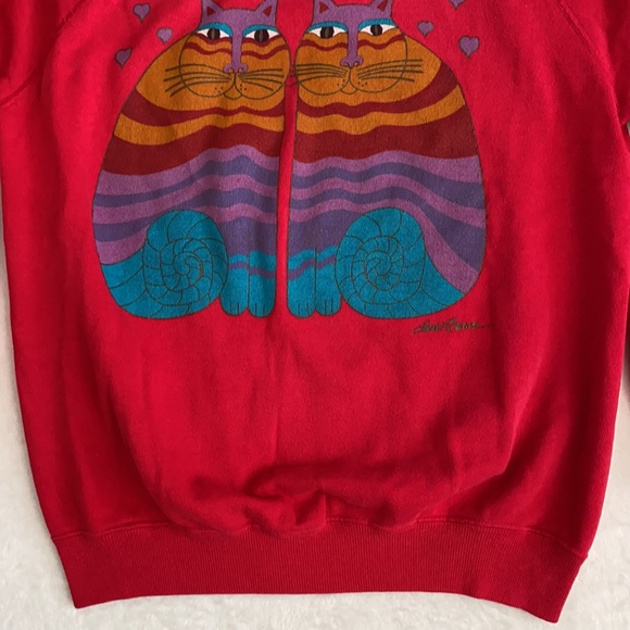 {VTG} Laurel Burch | Hanes 1987 Rainbow Cats Painting Artist Sweatshirt (M) - Picture 8 of 16